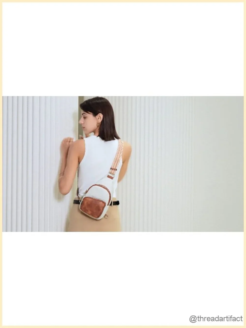 Vegan Leather Sling Bag, Fanny Pack Crossbody with Guitar Strap